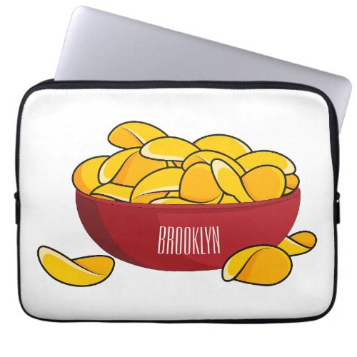 Potato chip cartoon illustration  laptop sleeve