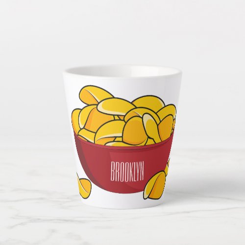Potato chip cartoon illustration  latte mug