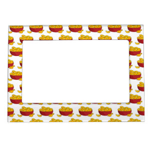 Potato chip cartoon illustration  magnetic frame