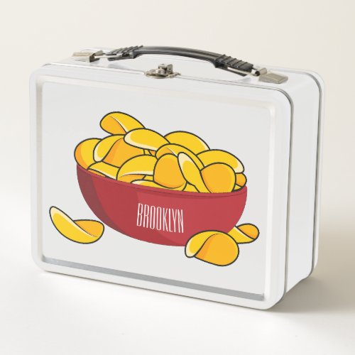 Potato chip cartoon illustration  metal lunch box