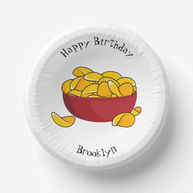 Potato chip cartoon illustration paper bowls (Front)