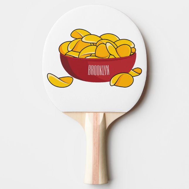 Potato chip cartoon illustration  ping pong paddle (Front)