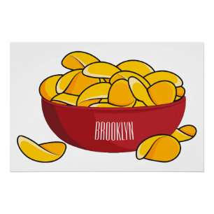 Potato chip cartoon illustration poster