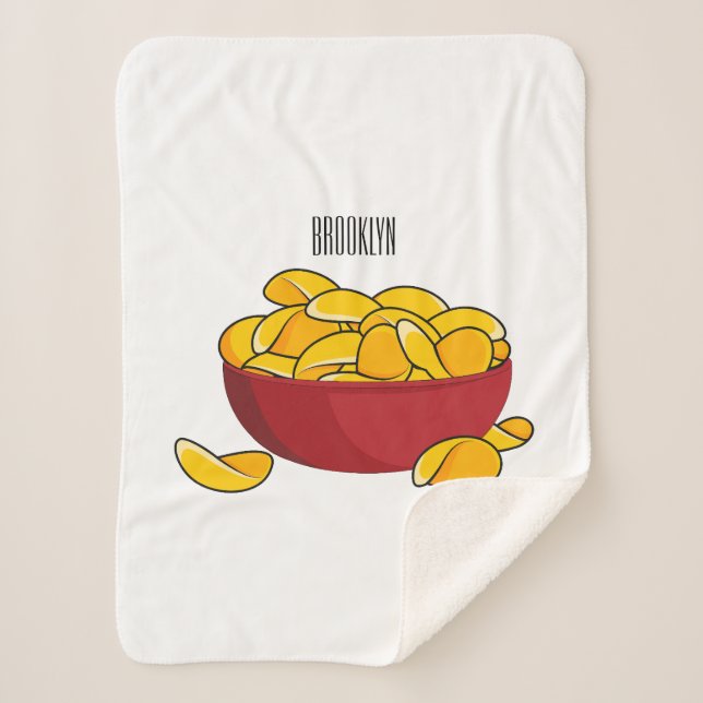 Potato chip cartoon illustration sherpa blanket (Front)