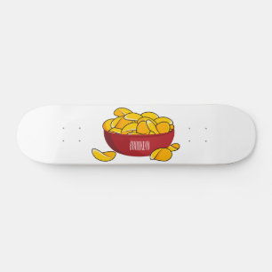 Potato chip cartoon illustration  skateboard