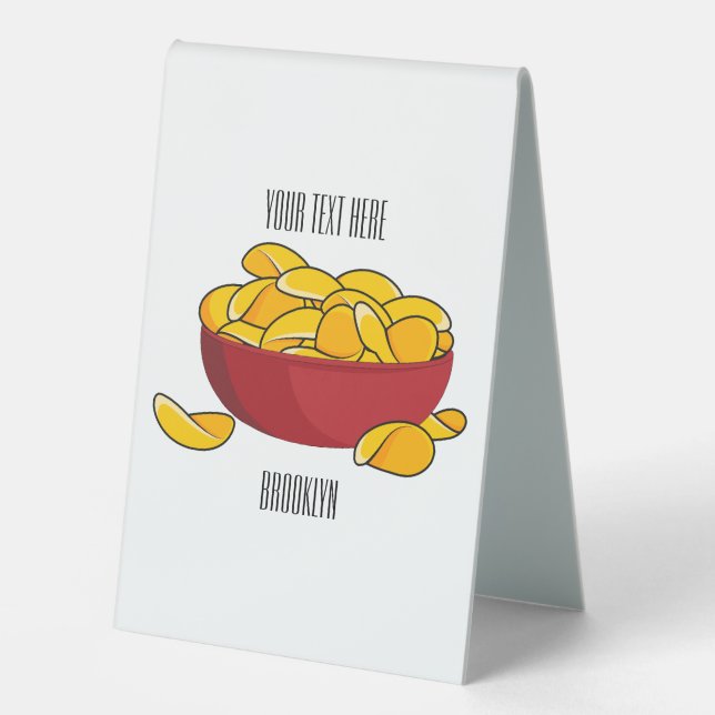 Potato chip cartoon illustration  table tent (Front)