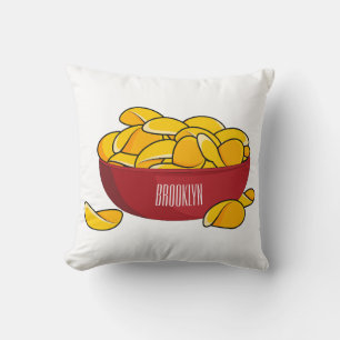 Potato chip cartoon illustration throw pillow