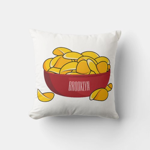 Potato chip cartoon illustration  throw pillow
