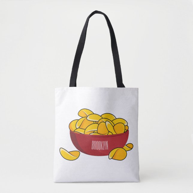 Potato chip cartoon illustration  tote bag (Front)