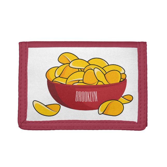 Potato chip cartoon illustration  trifold wallet (Front)