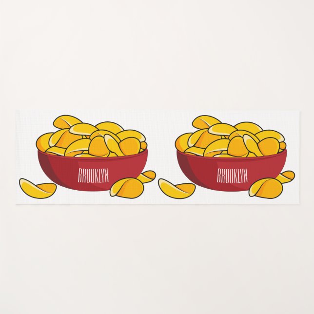 Potato chip cartoon illustration  yoga mat (Front (Horizontal))