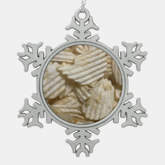 Potato Chips Snowflake Pewter Christmas Ornament