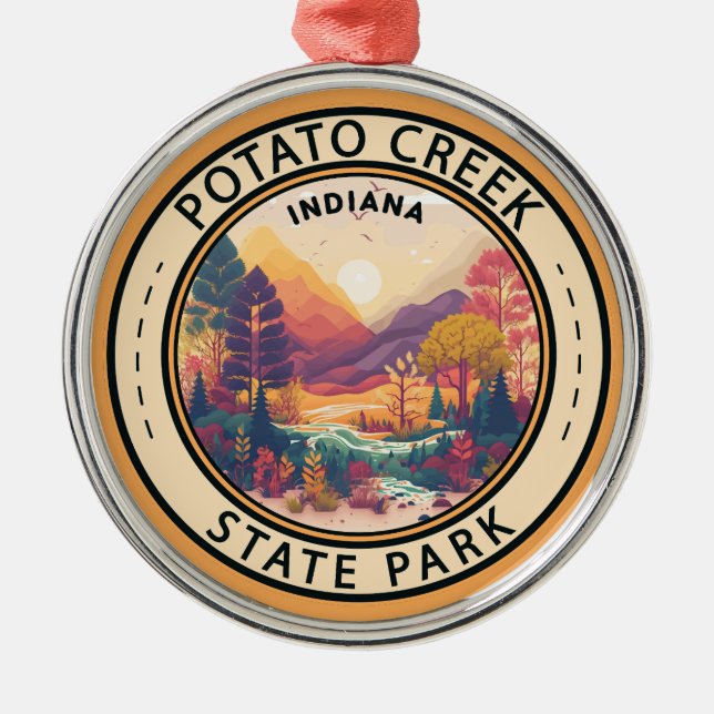 Potato Creek State Park Indiana Emblem Metal Ornament (Front)