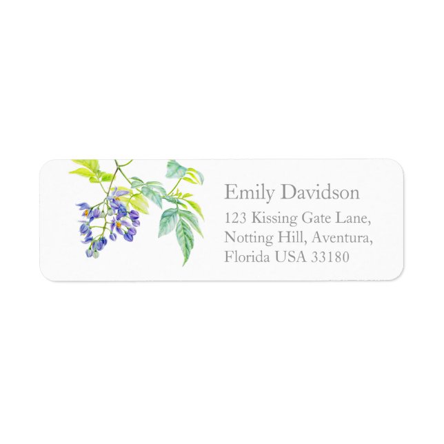 Potato creeper purple floral wedding reply labels (Front)