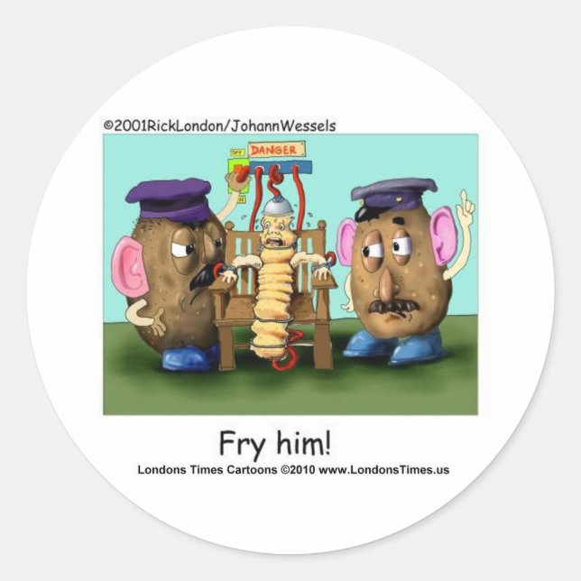 Potato Criminals Funny Mugs Tees Cards & Gifts Classic Round Sticker (Front)