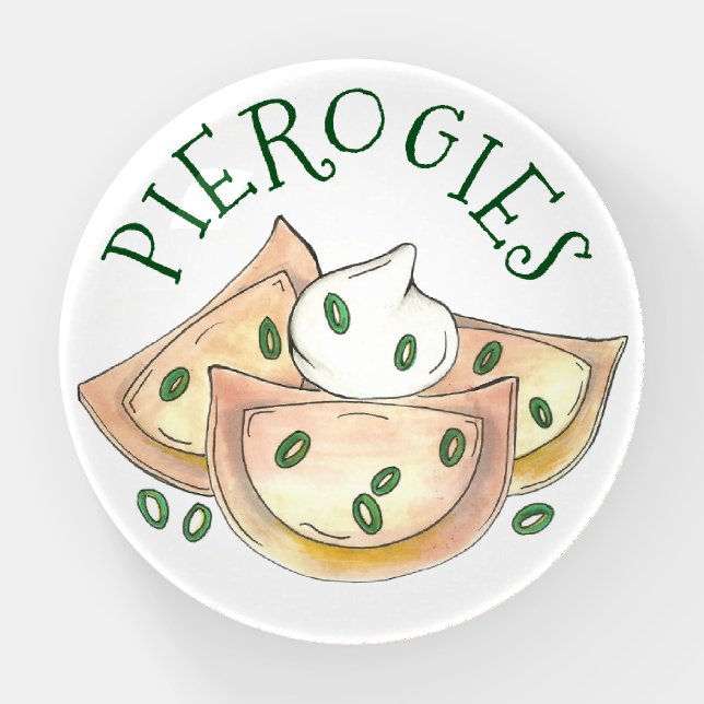 Potato-Filled Polish Food Pierogies w/ Sour Cream Paperweight (Front)