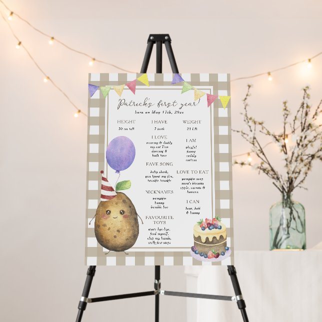 Potato First Birthday Milestone Birthday Foam Board (In Situ (Stand))