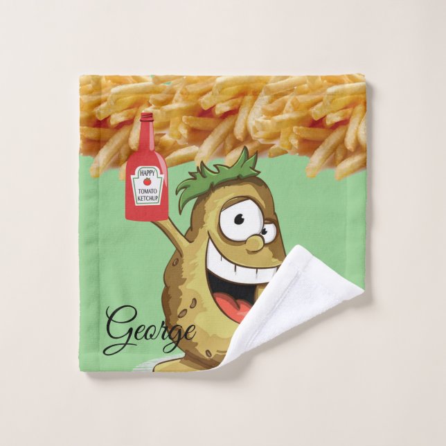 Potato French Fries Ketchup Bathroom Towel Sets (Wash Cloth)