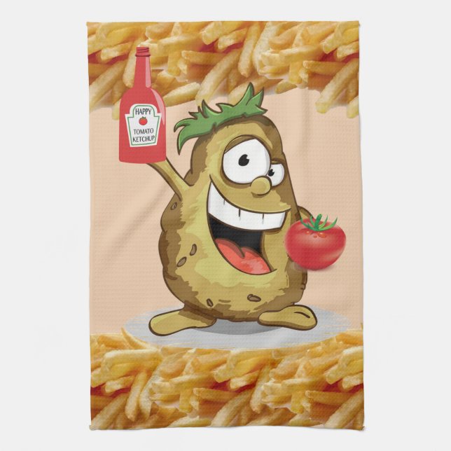 Potato, French Fries, Ketchup, Kitchen Hand Towel (Vertical)