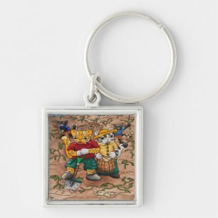Potato Harvest Cats Keychain