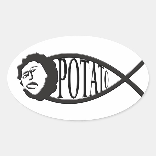 Potato Jesus Fish Emblem Sticker (Front)