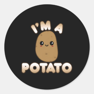 Potato Kawaii Style Smiling I'M A Potato Classic Round Sticker