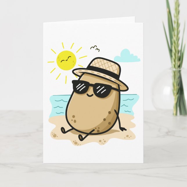 Potato On The Beach Summer Vibes Card (Front)