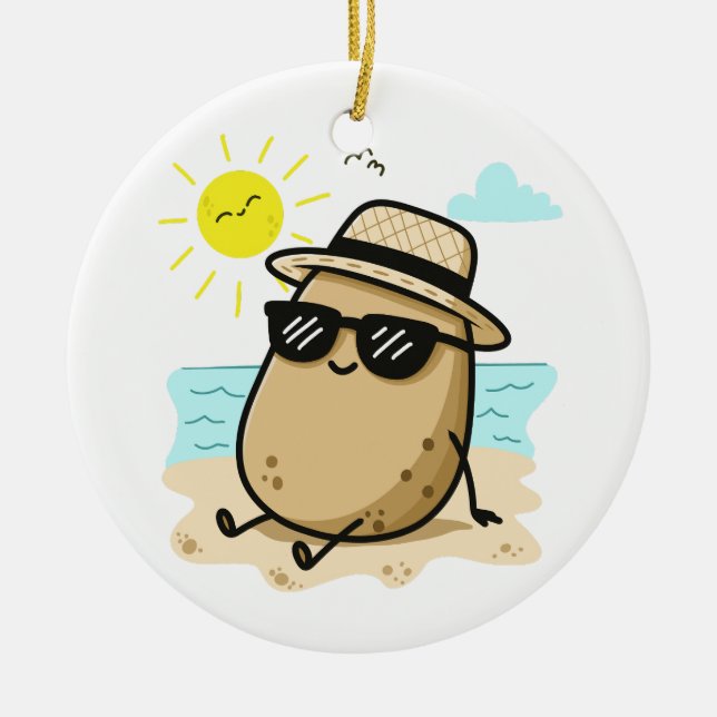 Potato On The Beach Summer Vibes Ceramic Ornament (Front)