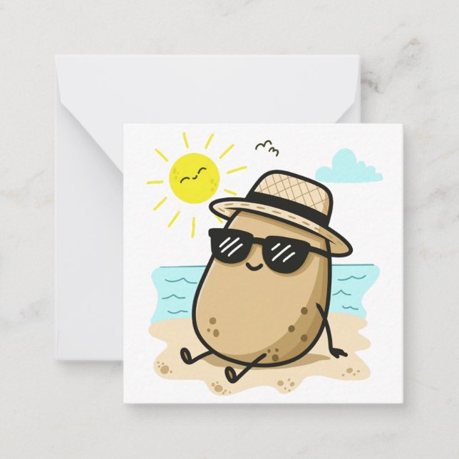 Potato On The Beach Summer Vibes Note Card (Front)