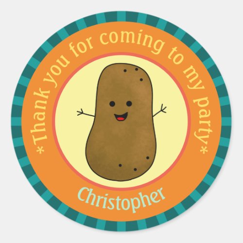 Potato Party Thank You Personalized  Classic Round Sticker