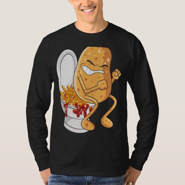 Potato Pooping French Fries Fried Potatoes Food T-Shirt (Front)