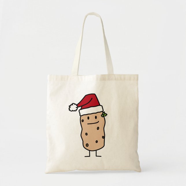 Potato Potatoes wearing Christmas Santa Hat Happy Tote Bag (Front)