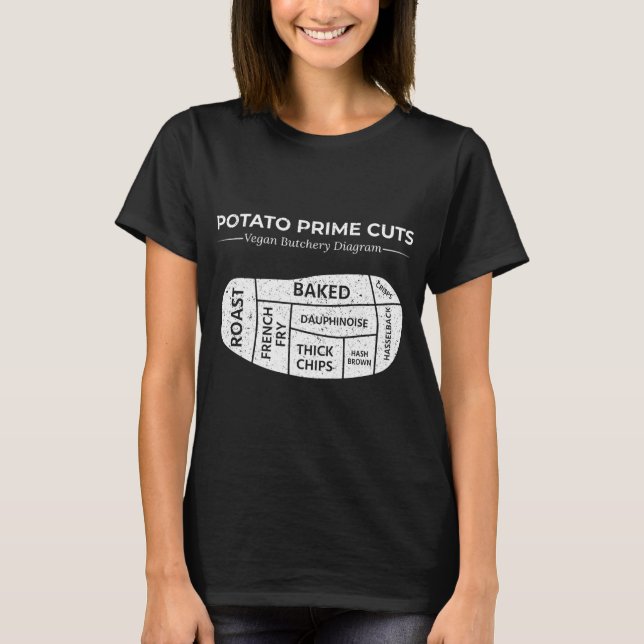 Potato Prime Cuts Funny Vegan T-Shirt (Front)
