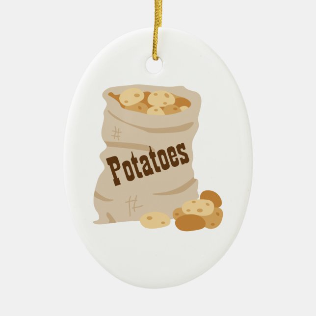 Potato Sack Ceramic Ornament (Front)