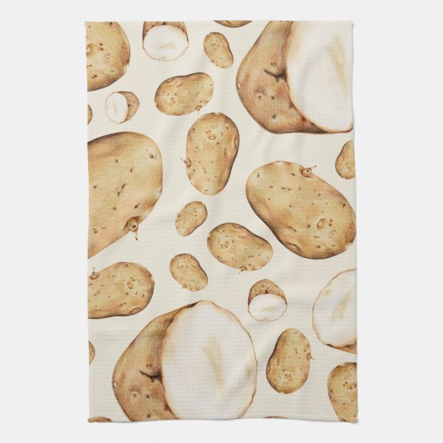 Potato Spud Pattern Kitchen Towel (Vertical)