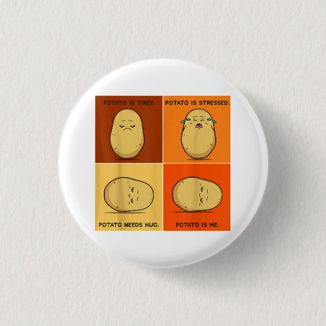 Potato Spud Root Vegetable Tater Vegan Lover Keto  Button (Front)