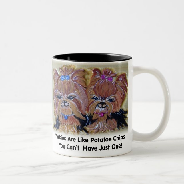 Potatoe Chip Yorkies Two-Tone Coffee Mug (Right)