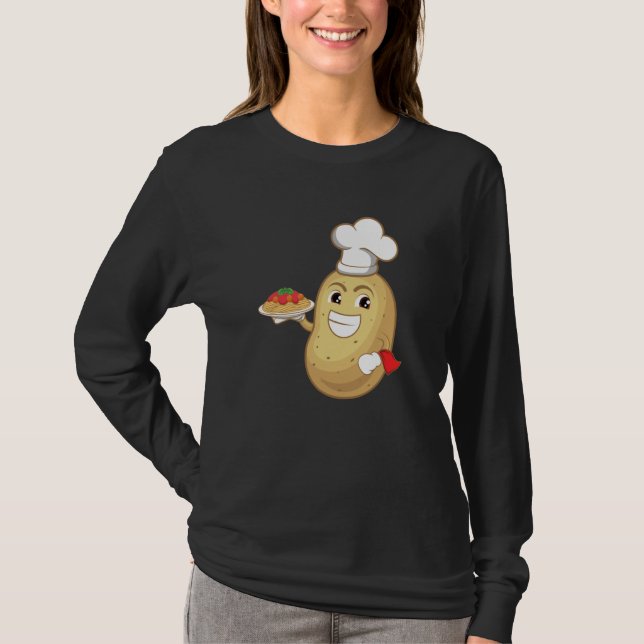 Potatoe Serving Spaghetti Restaurant Hobby Chef T-Shirt (Front)
