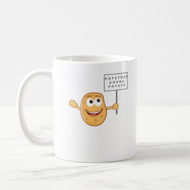 Potatoes Gonna Potate Vegetable Pun Light Humor Coffee Mug (Left)