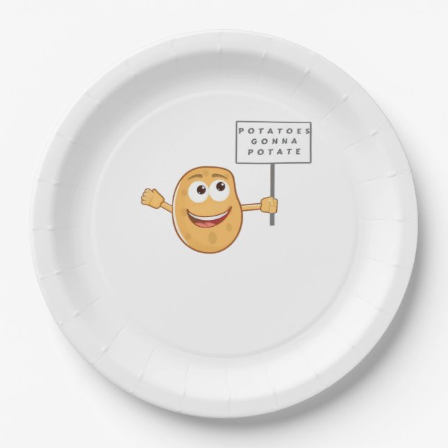 Potatoes Gonna Potate Vegetable Pun Light Humor Paper Plates (Front)