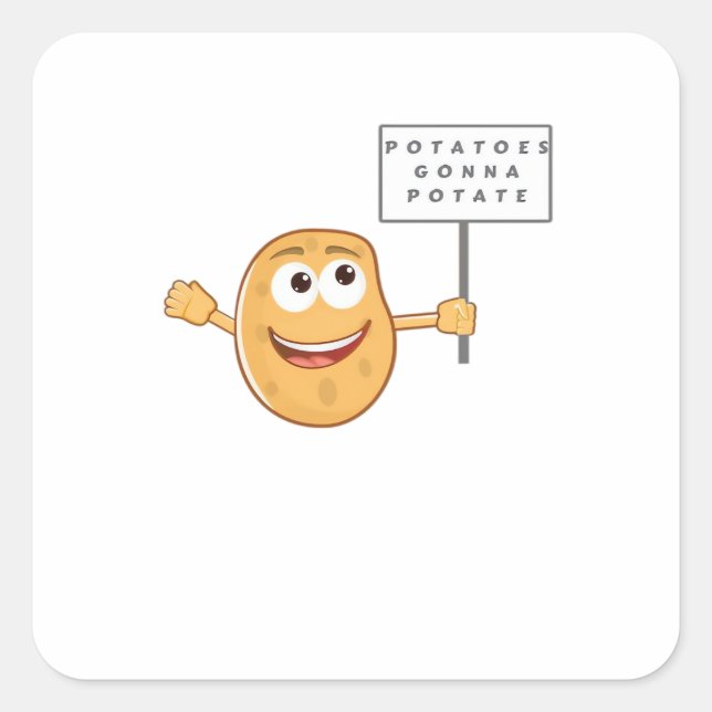 Potatoes Gonna Potate Vegetable Pun Light Humor Square Sticker (Front)