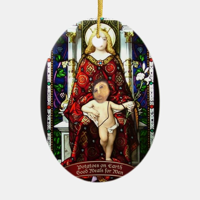 "Potatoes on Earth" Potato Jesus Ornament (Front)