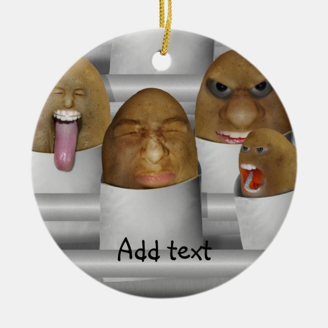 Potatoes On The Line Ceramic Ornament (Front)