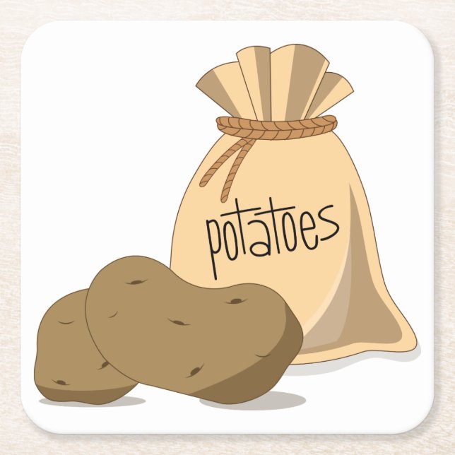 Potatoes Square Paper Coaster (Front)