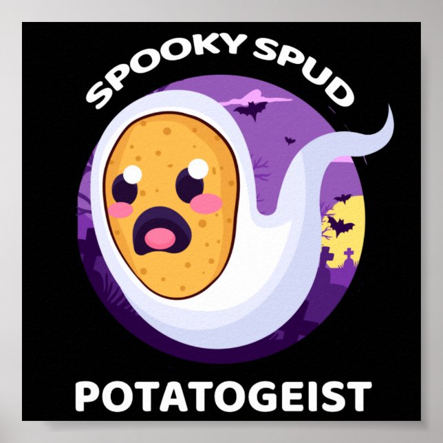 Potatogeist Spooky Spud Potato - Cute Halloween Poster (Front)