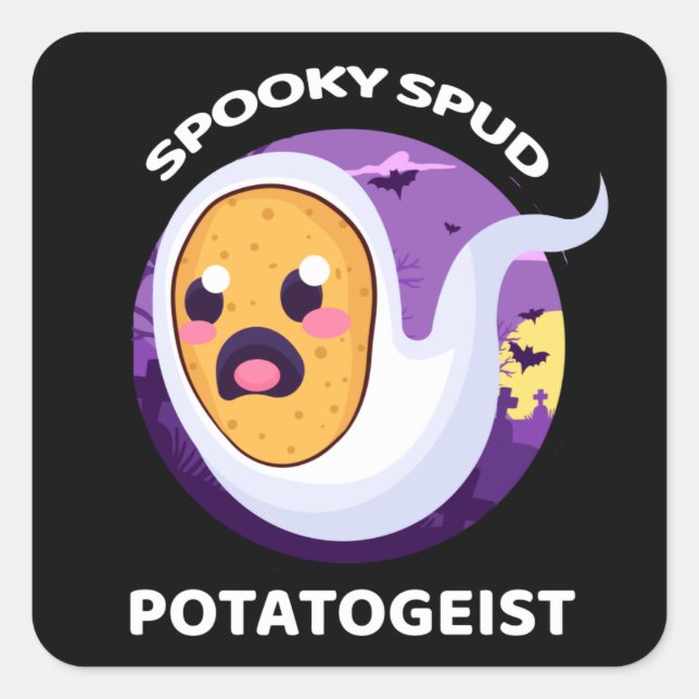 Potatogeist Spooky Spud Potato - Cute Halloween Square Sticker (Front)