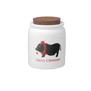 Potbellied Pig Merry Christmas Design Candy Jar