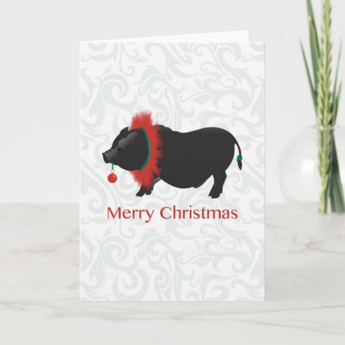 Potbellied Pig Merry Christmas Design Holiday Card