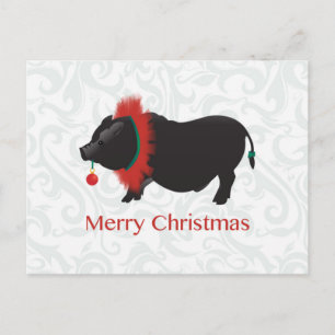 Potbellied Pig Merry Christmas Design Holiday Postcard