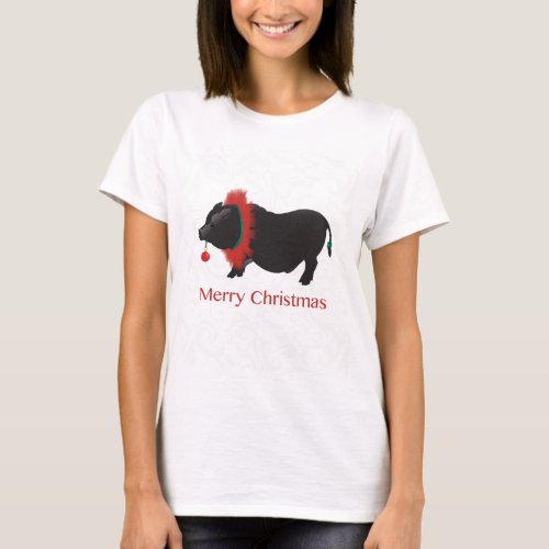 Potbellied Pig Merry Christmas Design T_Shirt